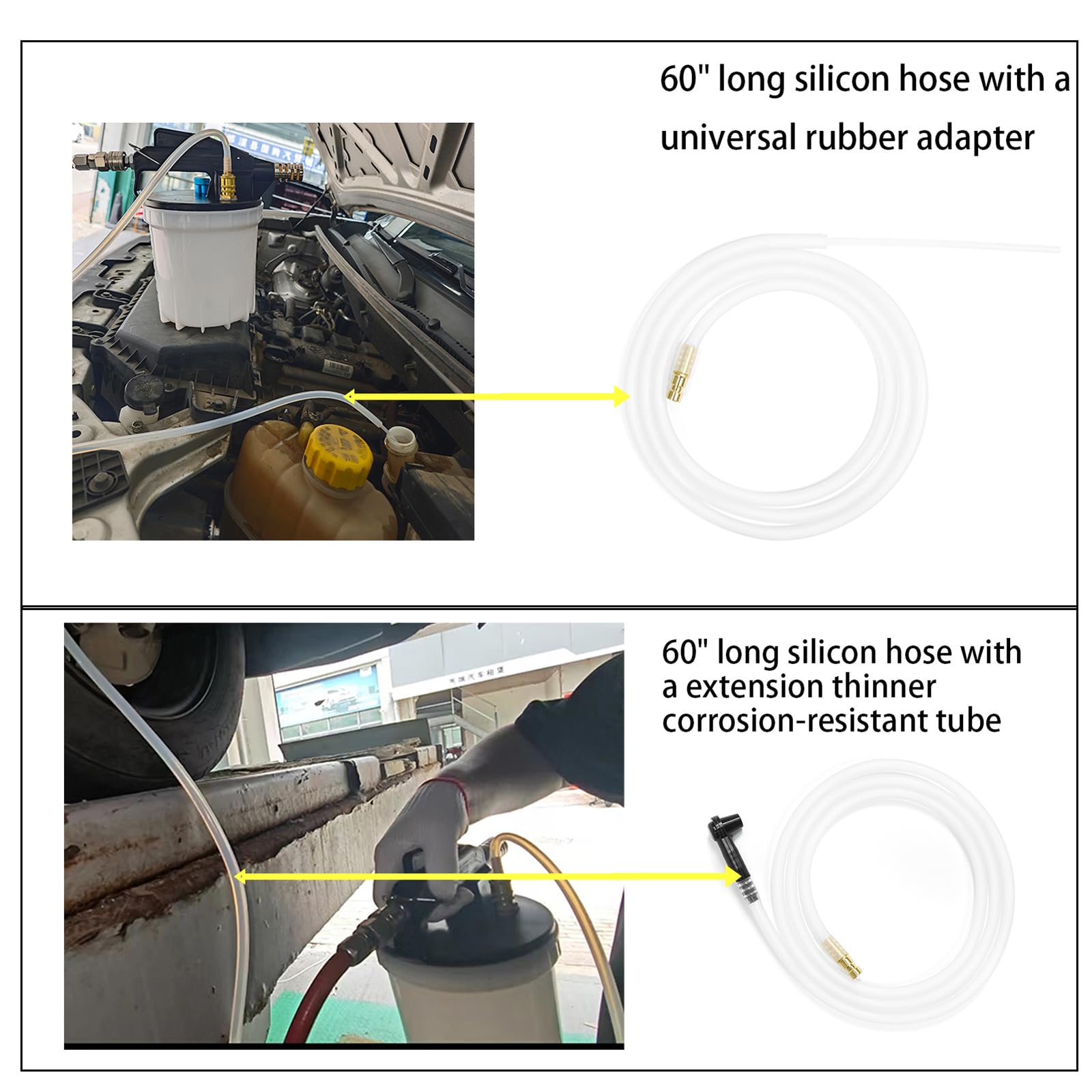 Kit de purga de frenos al vacío de 2 L con extractor de líquido de frenos y botella de repuesto de 1 L con adaptadores