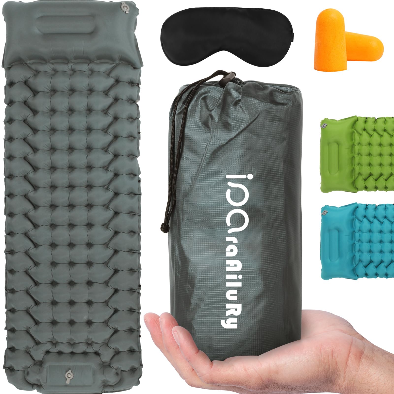 iParaAiluRy Materassino Campeggio Autogonfiante, Ultraleggero Materasso Gonfiabile Singolo con Cuscino per Campeggio, Outdoor, Spiaggia, Escursionismo, Portatile Materassino Autogonfiante