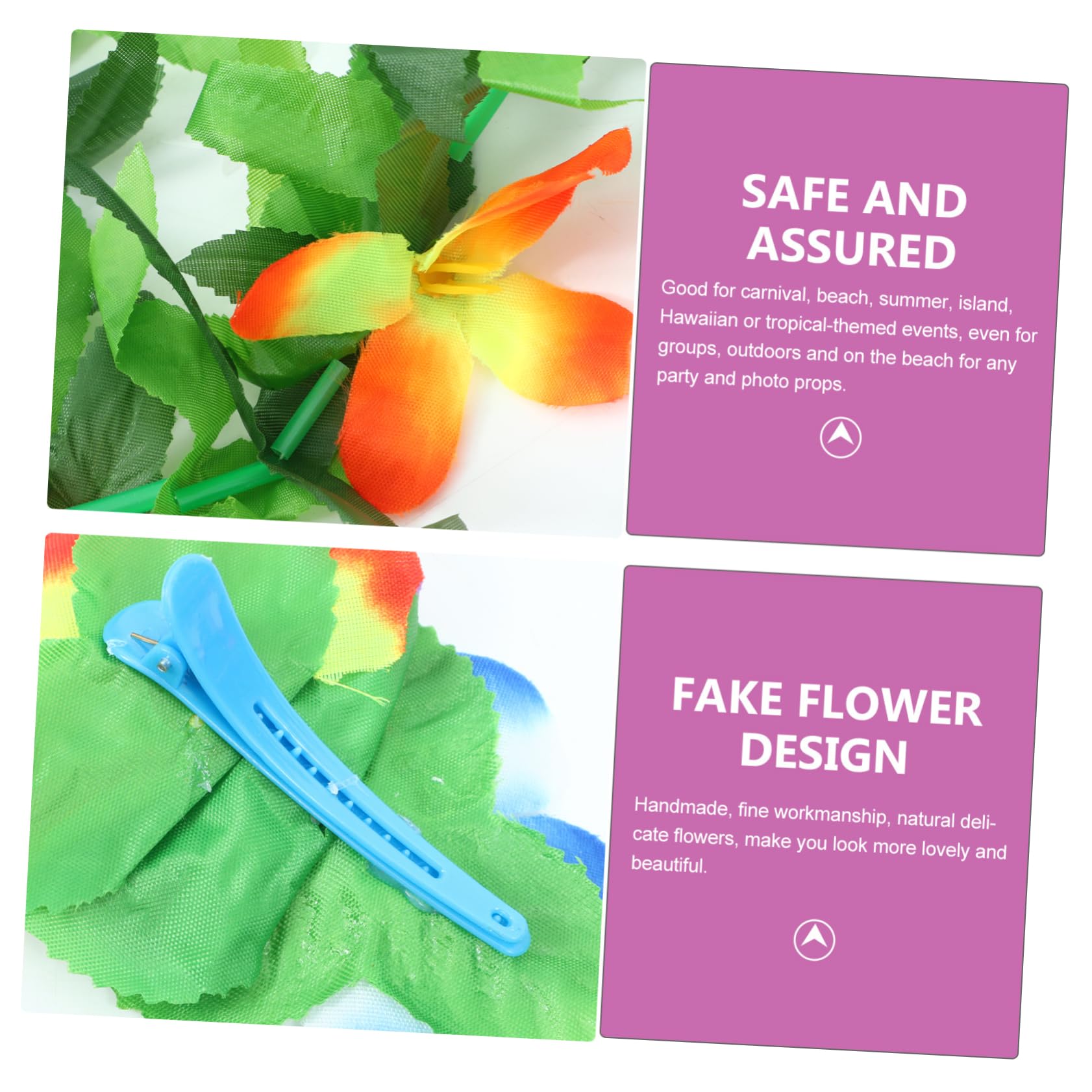 PRETYZOOM 2 Set di Ghirlande di Fiori Hawaiani Fermagli per per Decorazioni per Feste in Spiaggia