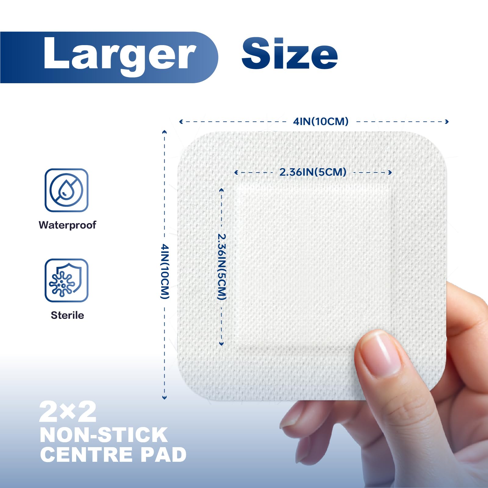 Ceeport Island Dressing Bordered Gauze 4"x4", 50 Individually Packed Non-Stick Central Pad with Adhesive Border, Soft & Highly Absorbent Medical Grade Dressing Gauze Pad for Wound Care and First Aid — Amazon image 2
