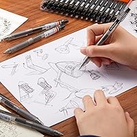 Vista 4 de Shuttle Art Ink Glide Series - Paquete de 15 bolígrafos de tinta de gel de punta fina retráctiles de 0.020 in, secado rápido, impermeables