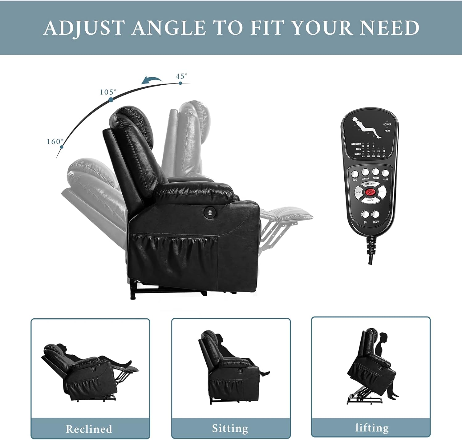 Buy EASELAND Genuine Leather Lift Recliner Chairs for Pregnant Woman