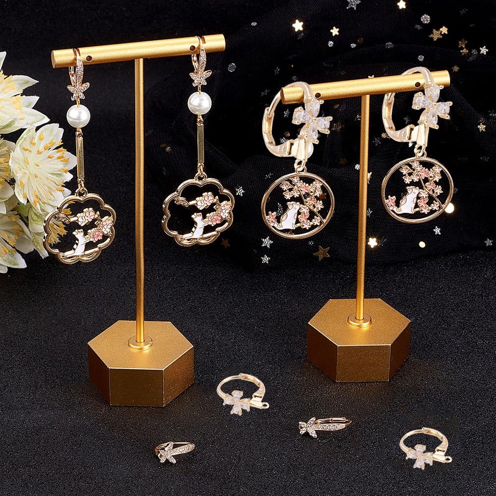 Beebeecraft 8Pcs 2 Styles Leverback Earring Findings 18K Gold Plated Cubic Zirconia Flower Butterfly French Earring Hooks with Loop for DIY Earring Jewelry Making - Image 4