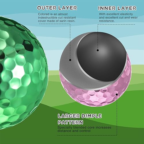 Miniatura 11 de Hiboom Una docena de pelotas de golf metálicas para mujeres, pelotas de golf para mujer para máxima distancia y tiros más rectos, regalo ideal