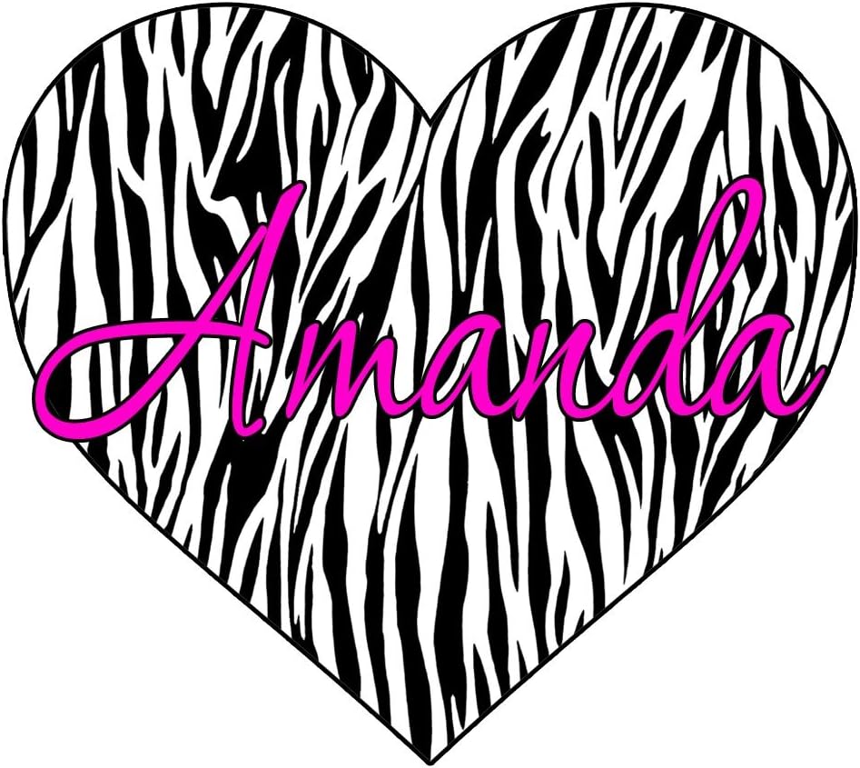 VWAQ Custom Name Zebra Print Heart Decal Personalized Name
