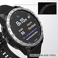 Vista 2 de Anillo de bisel compatible con Garmin Fenix 7X, anillo de bisel de acero inoxidable, cubierta adhesiva antiarañazos y protector de colisiones
