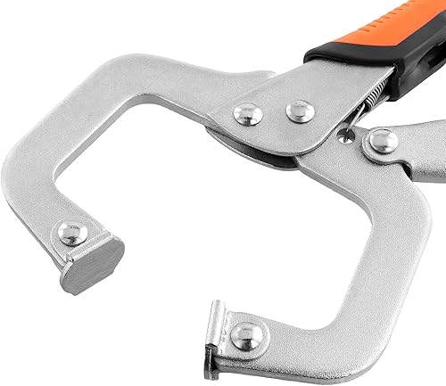 Miniatura 4 de SEUNMUK 4 alicates de bloqueo de abrazadera C de 6 pulgadas, abrazadera C de bloqueo de metal, abrazaderas faciales para carpintería, mantenimiento