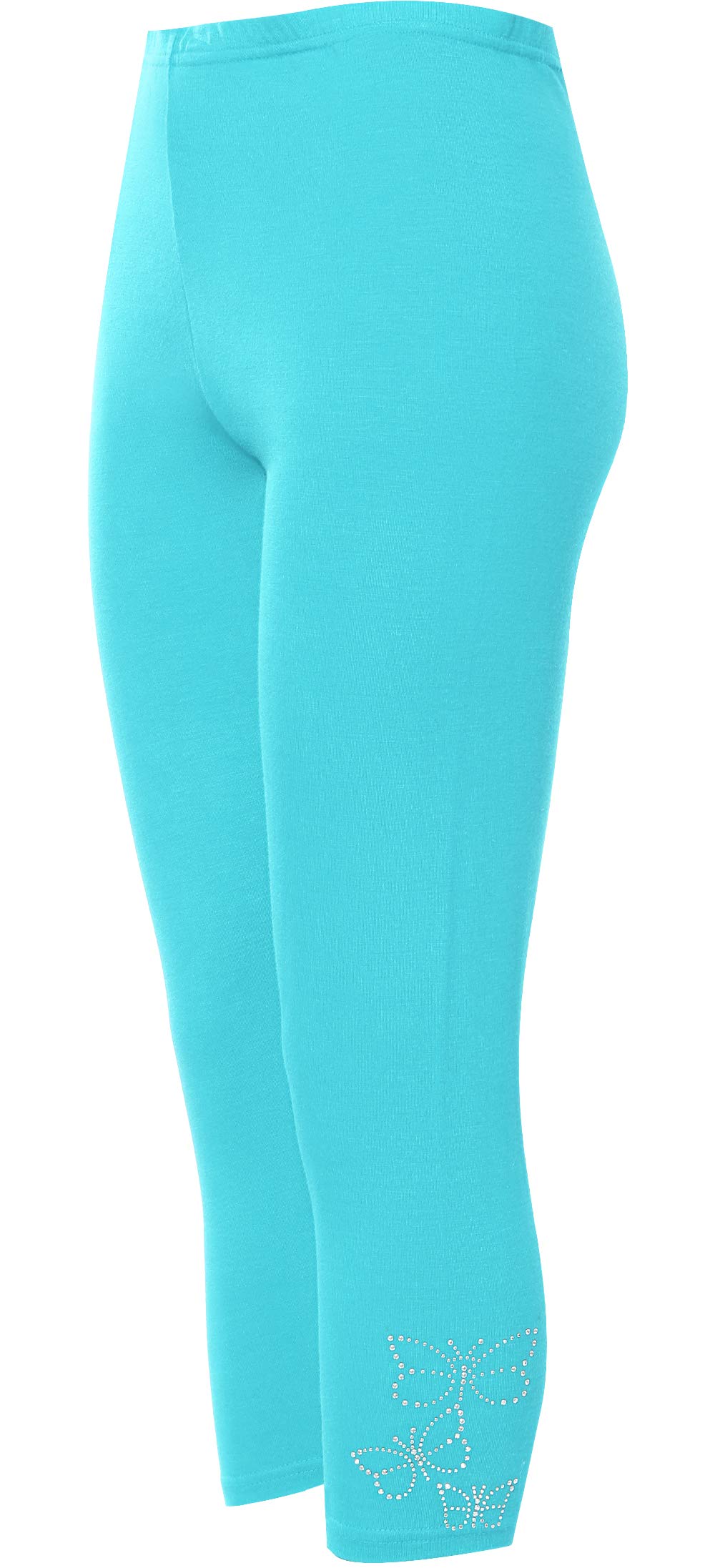 Wearall Women's Turquoise New 3/4 Butterfly Sequin Stretch Leggings 20/22