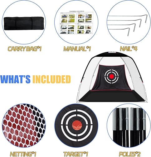 Miniatura 8 de 12X7FT Golf Practice Hitting Net, Golf Nets for Backyard Driving, Heavy Duty Golf Net with Target Cloth to Practice Your Hitting Skills