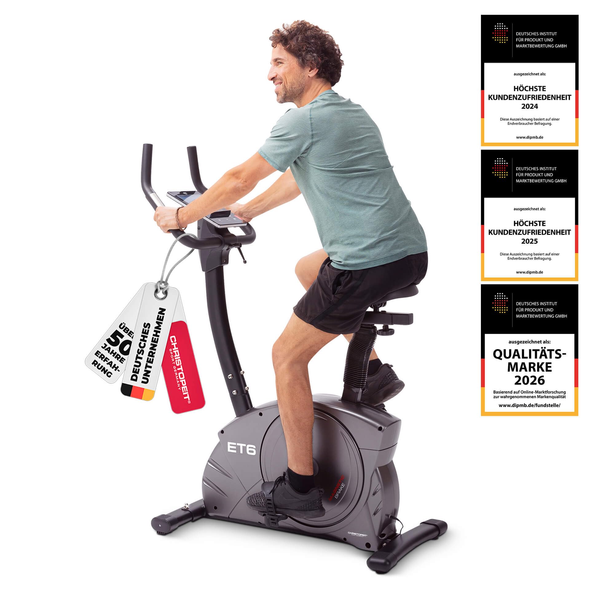 Heimtrainer Fahrrad Ergometer CHRISTOPEIT ET 6 Indoor mit 24 Widerstandsstufen, bis 150kg