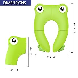 Portable Folding Large Non Slip Silionce Pads Potty Training Seat for Kids Boys & Girls, Foldable Toddlers Toilet Seat, Recyclable Potty Seat Cover for Travel (Green)