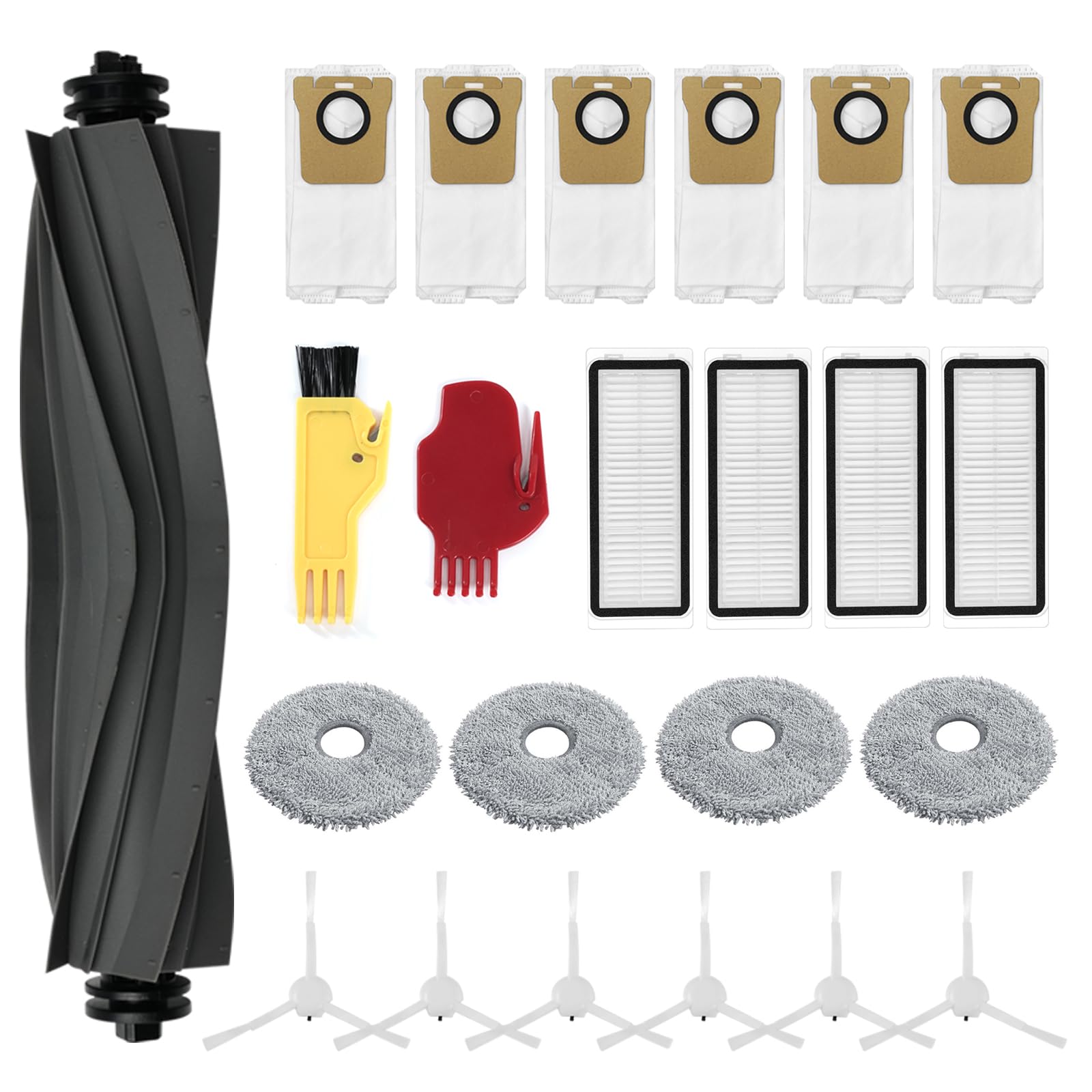 Kit Accessoires Pour Dreame L10s Pro Ultra Heat/X30 Ultra - 1 Brosse, 6 Sacs, 6 Lingettes, 2 Filtres