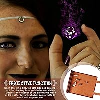 Vista 5 de Civaner Bandeja de dados plegable para rodar, soporte de cuero para dados, caja de almacenamiento compatible con mesa DND RPG (marrón, 2 piezas)