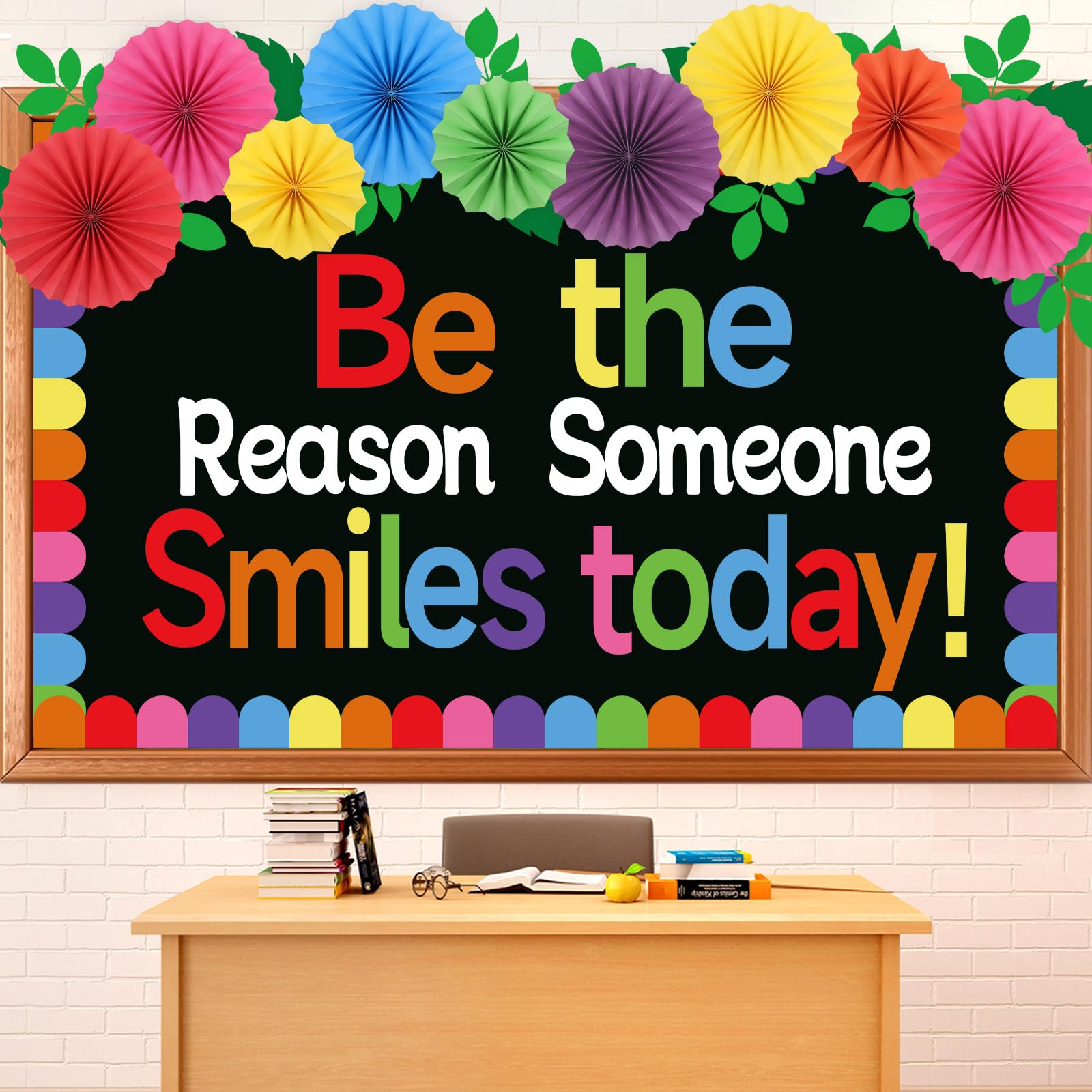 Classroom Bulletin Board Decorations with 3D Paper Fans Inspirational Be The Reason Someone Smiles Today Bulletin Board Set for Back to School
