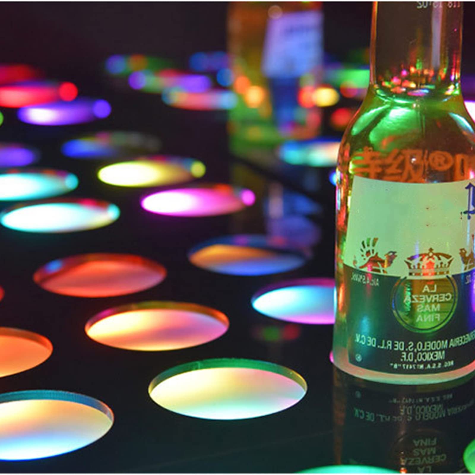 Espositore a LED in acrilico con 12 griglie colorate dimmerabili portabottiglie illuminato per bottiglie di vino e birra perfetto per mostre di vino e birra