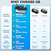 Vista 7 de Limpiador ultrasónico, limpiador de joyas de 48 KHz, 13.5 fl oz, limpiador ultrasónico de retención para gafas, anillos, correa de reloj, collar