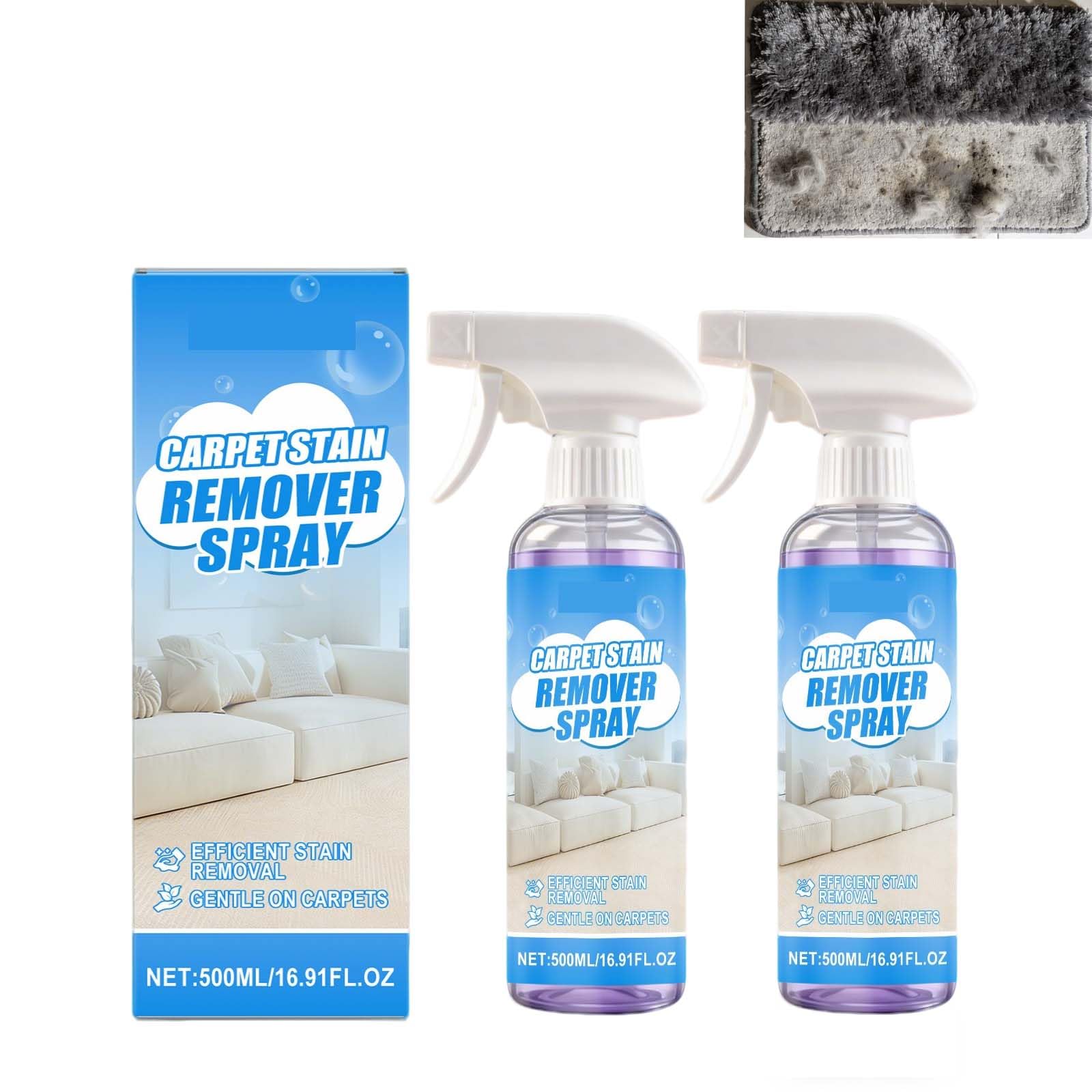 Limpiador de alfombras en espray sin aclarado – Limpieza profunda de acción rápida – Elimina las manchas de animales y olores – Para tapicería, sofás, colchones, asientos de coche, alfombras, manchas