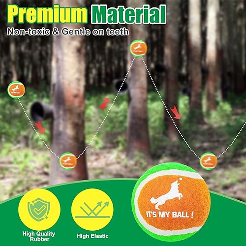 Miniatura 4 de EXPAWLORER Pelotas de tenis chirriantes para perros, paquete de 12 pelotas de perro de alta elasticidad para masticadores agresivos, juguetes