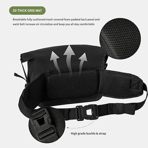 Miniatura 6 de Riñonera impermeable enrollable, cangurera de pesca con correa ajustable, bolsa de aparejos ligera multifuncional para deportes al aire libre,