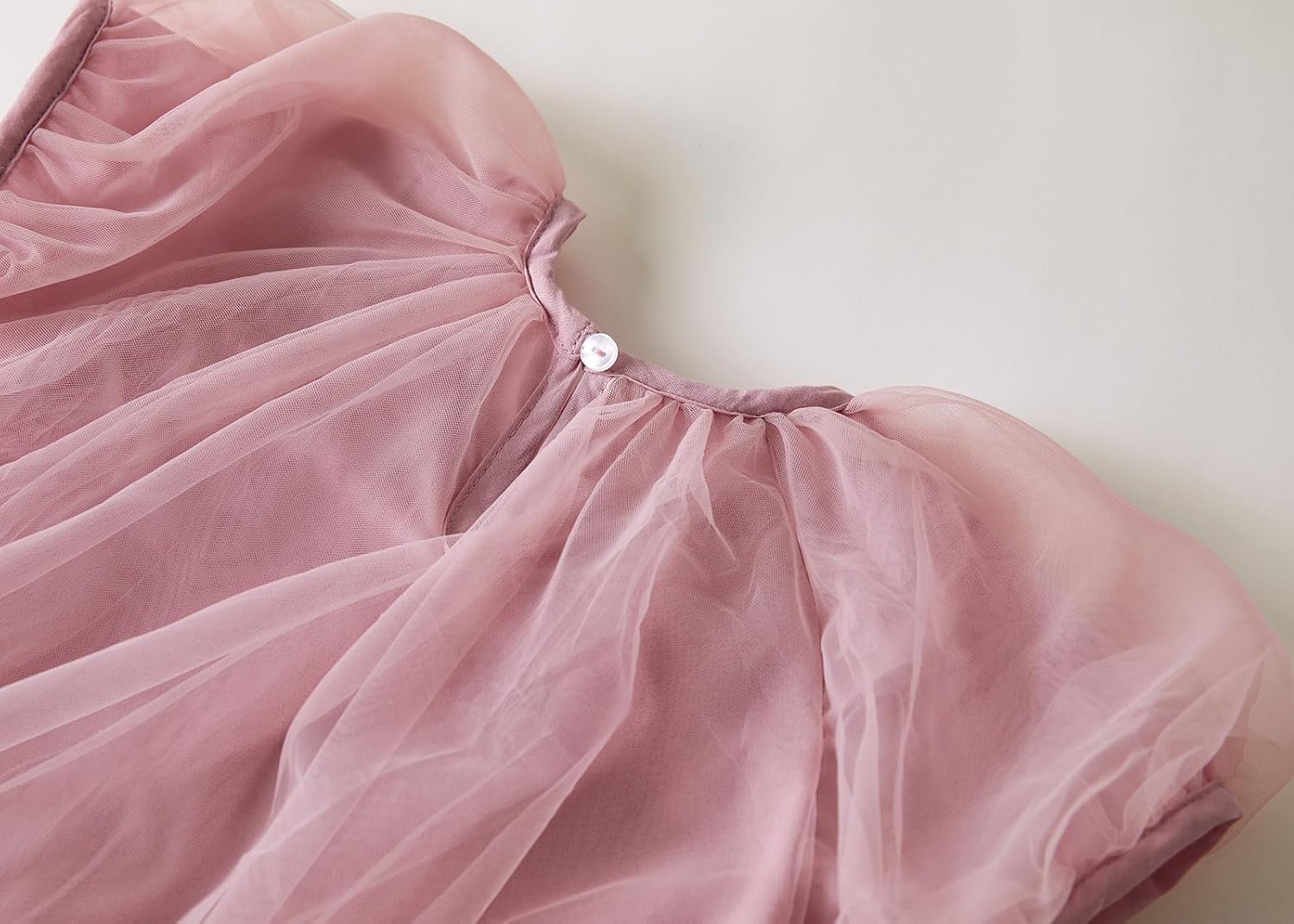 Rysly Toddler Girls' A-Line Tulle Party Dress with Bubble Sleeves Cotton Lining Flowy Layered Play Dress for Kids - Image 6