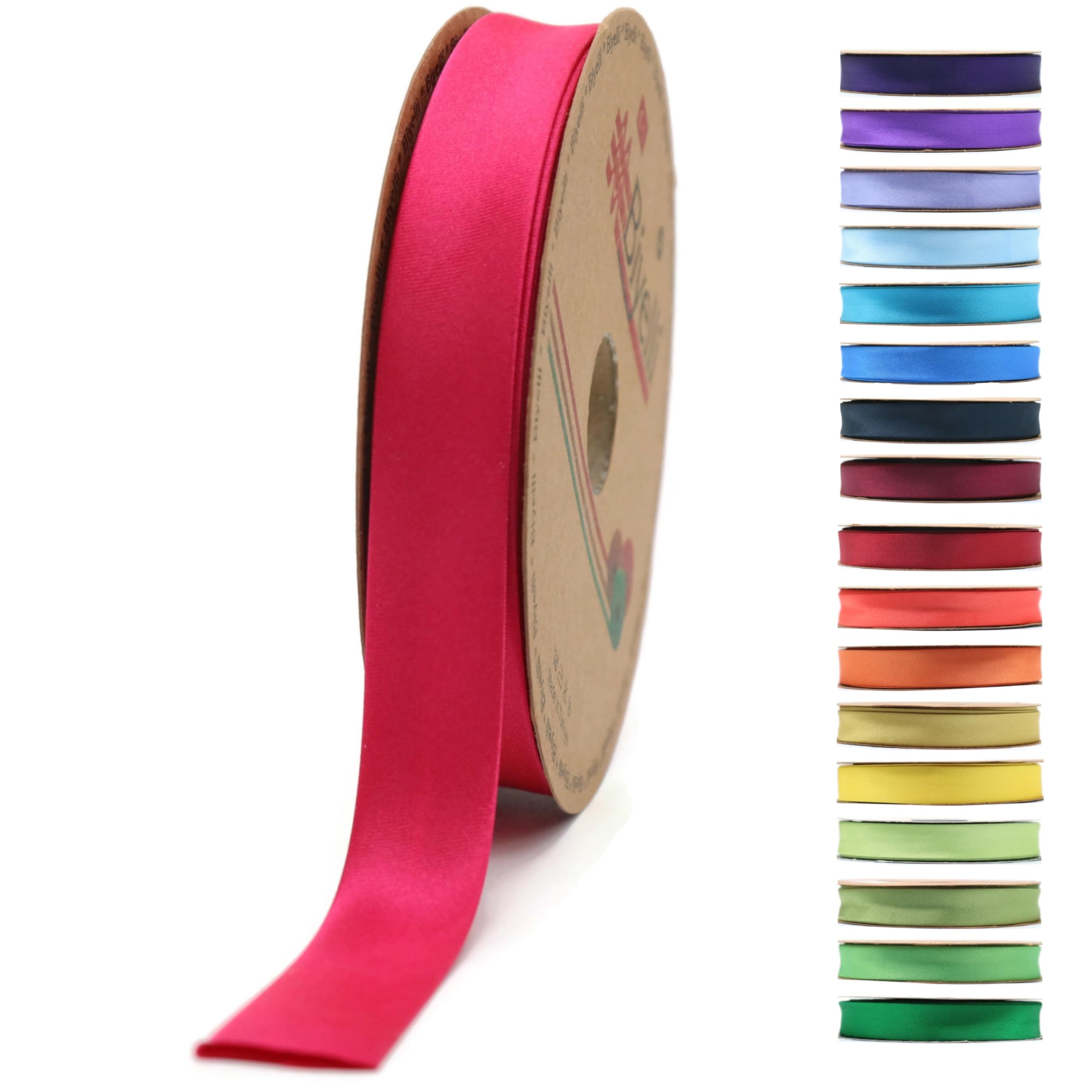 Fold Satin Bias Tape - 99+ Colors - 3/4 Inches Wide - 27 Yards - Fold Satin Binding Bias Ribbon Fabric Piping Bias Binding Tape for Sewing Clothing DIY (08. Magenta) BYS08