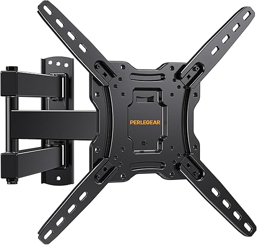 Perlegear Soporte de pared para TV de movimiento completo para televisores planos o curvos de 26 a 55 pulgadas, soporte de pared con brazo