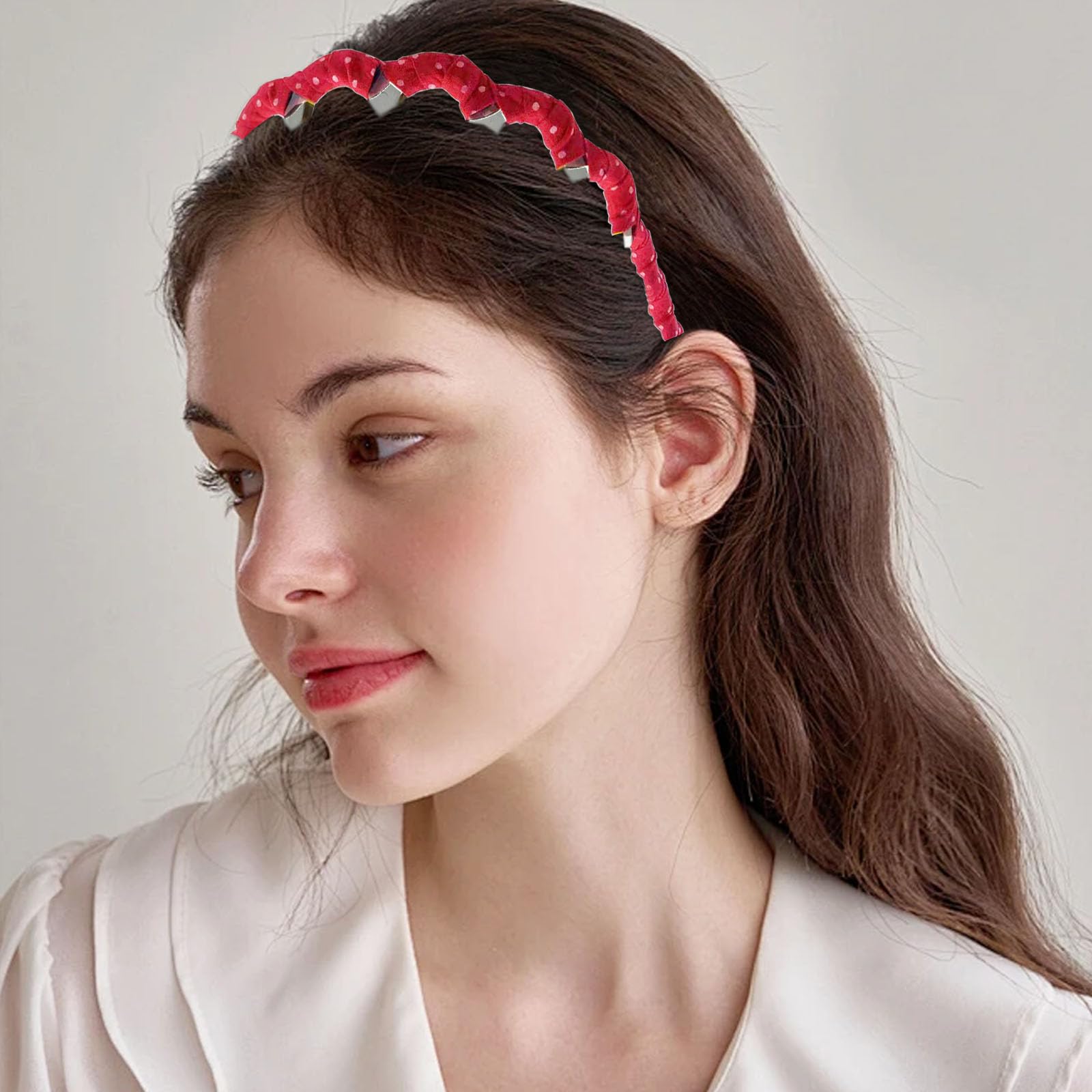 3PCS Zigzag Headbands for Women Wavy Dot Hair Band Adjustable Elastic Teeth Hairbands Fashion Vintage Hair Accessories for Girls - Image 4