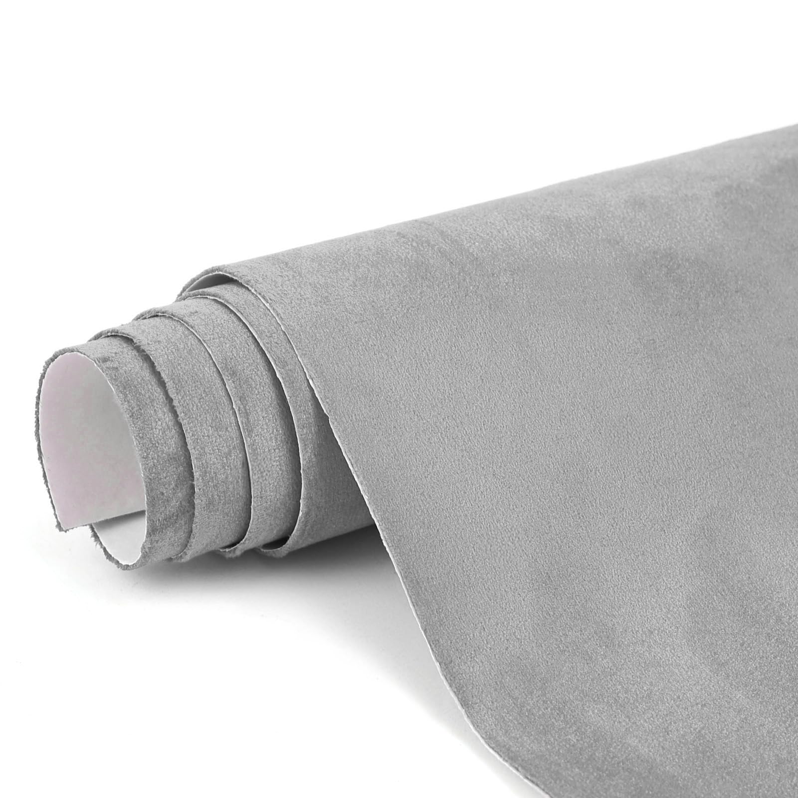 Premium Grey Suede Fabric Wrap - 16x59 inch Suede Wrap for Car Interior - Self-Adhesive Microfiber and Synthetic Leather, Stretchable Interior Film for Car and Home Decor