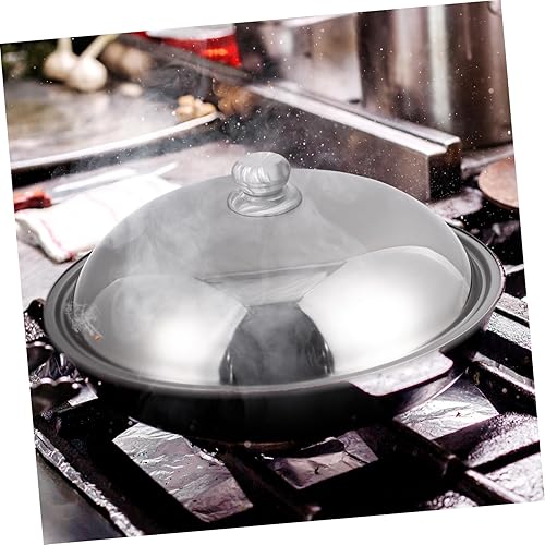 Miniatura 6 de Hemoton Cubierta universal para sartenes de acero inoxidable, tapa redonda para wok, cúpula de fusión de queso, cubierta plana de metal para wok,