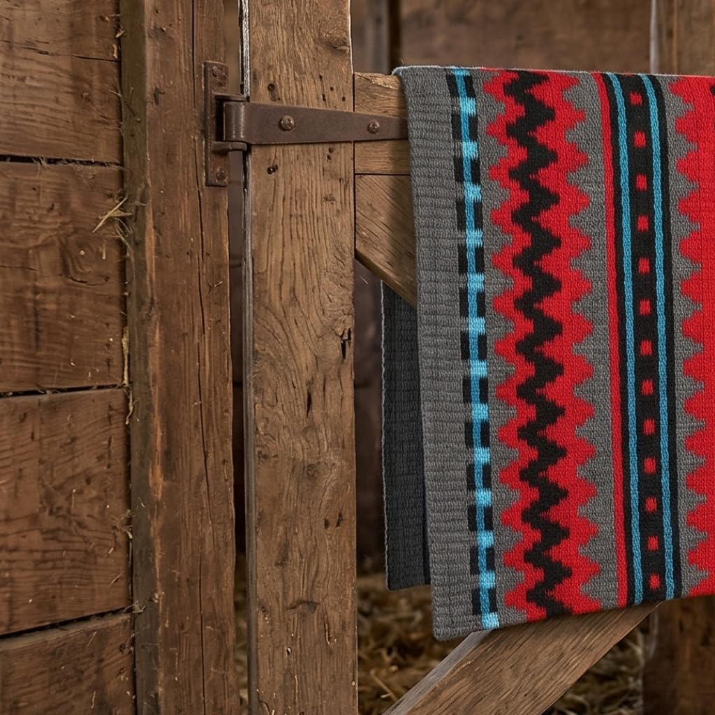 Western Show Saddle Pad/Blanket for Horses - Handmade Wool Saddle Blanket with New Zealand Design, Thick, Durable & Comfortable for Horse Riding (36” L x 36” W x 1) M46