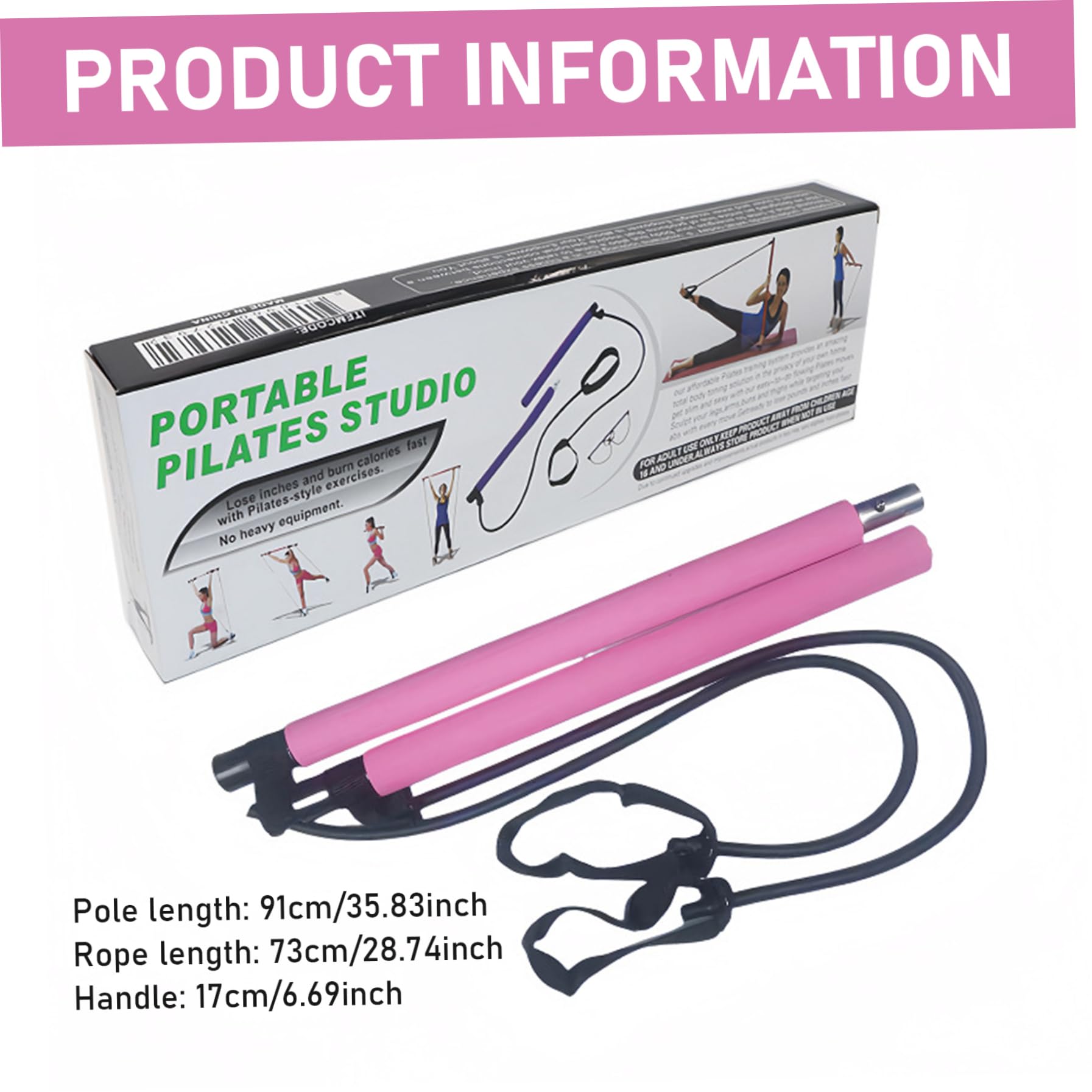 Kit de Barra de Pilates para Mujer, Barra de Pilates Fusion Estirada, Multifuncional Desmontable con Bandas de Resistencia para Mujer en casa