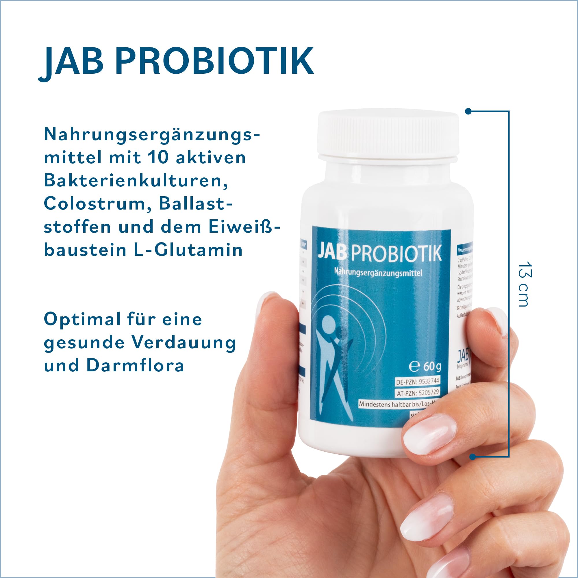 JAB Probiotik - Nahrungsergänzung mit 10 Bakterienkulturen - 60 g Pulver