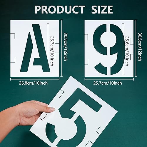 Miniatura 2 de Plantillas reutilizables de 12 pulgadas, kit de plantillas entrelazadas de plástico, plantillas de números de gran tamaño para madera, pared, papel,