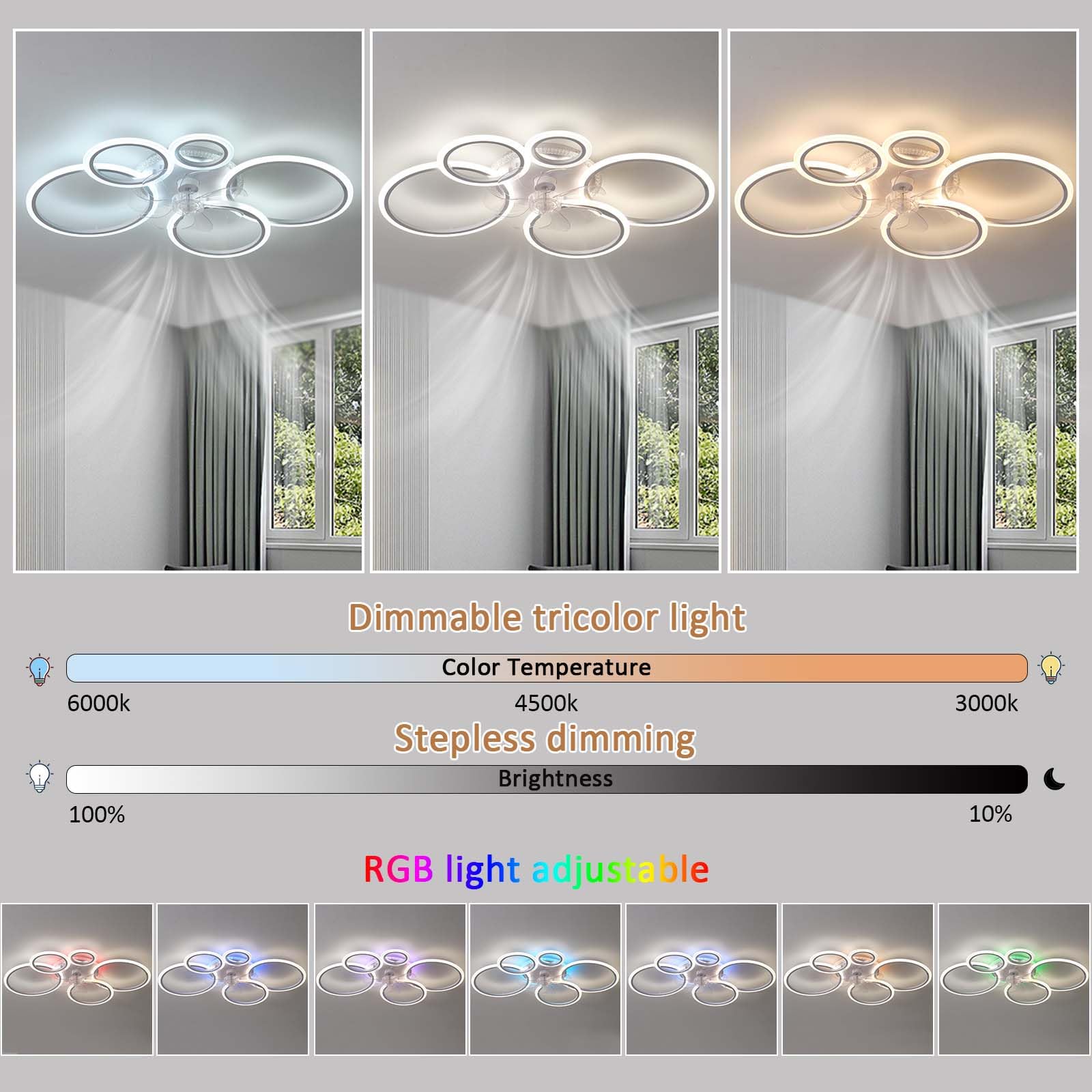 Alexa Plafondlamp Met Ventilator Stil Met Afstandsbediening,Intelligente Plafondlamp Met Ventilator Compatibel,Omkeerbaar,6 Snelheden,Dimbaar,Wit,App Stem Assistent Alexa Plafondlamp Met Ventilator Stil Met Afstandsbediening,Intelligente Plafondlamp Met Ventilator Compatibel,Omkeerbaar,6 Snelheden,Dimbaar,Wit,App Stem Assistent