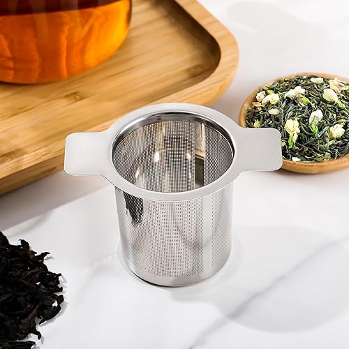 Miniatura 7 de Infusor de té de malla extrafina de acero inoxidable para té y café de hojas sueltas, té más empinado con gran capacidad y fácil de limpiar, mango