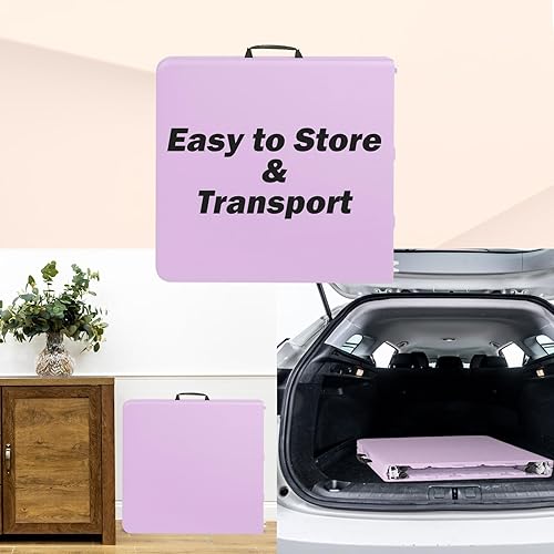 Miniatura 84 de Mesa plegable de plástico portátil de 4 pies/6 pies/8 pies, mesa de comedor de picnic blanca y negra, plegable por la mitad para campamento, fiesta