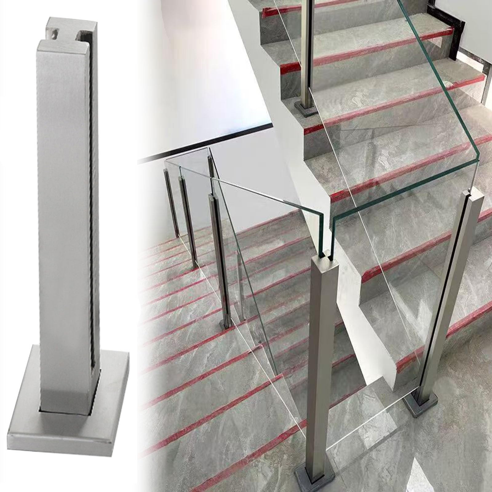 Support de balustrade en acier inoxydable pour escalier et balcon avec verre trempé