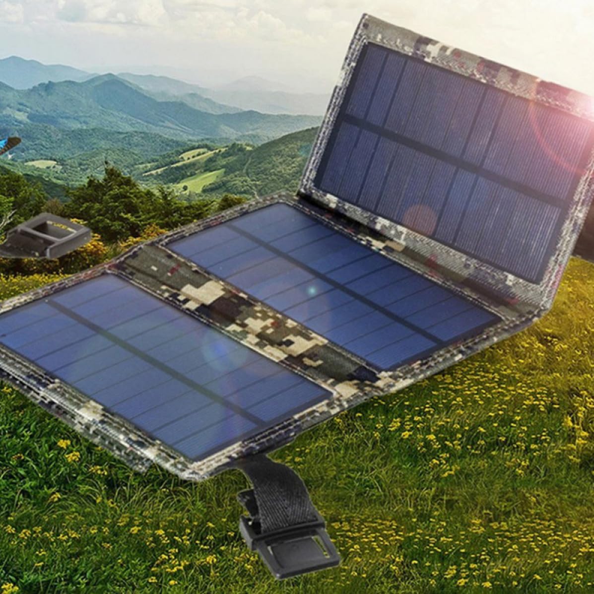 Cargador Solar USB Portátil de 10w 5v en Pet Plegable | Móvil y Batería Externa, Salida Solar, Compatible Varias Baterías, Uso en Rv y Remolque