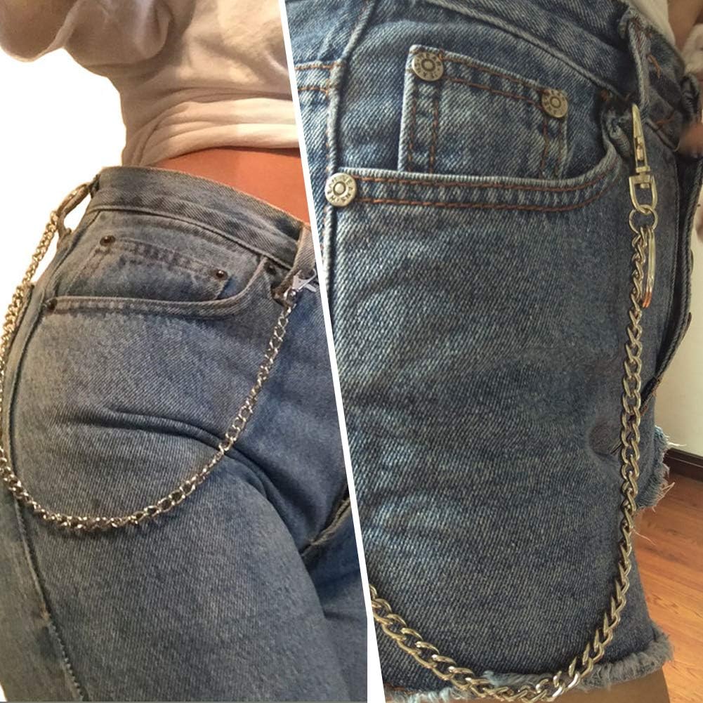 Pants Chain,Wallet Chain BESTZY 2 Pcs Pocket Chain Silver Trousers Chain for Costume Hat Decoration Outdoor Accessories