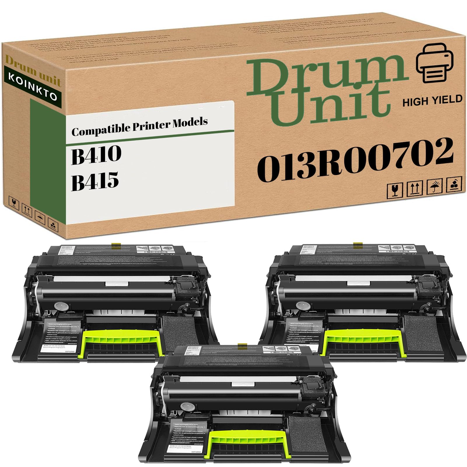 KOINKTO High-Yield Compatible Drum Unit B410 B415 Replacement for Xerox 013R00702 Imaging Unit, for Use with B410 VersaLink and B415 Printer (3-Pack)