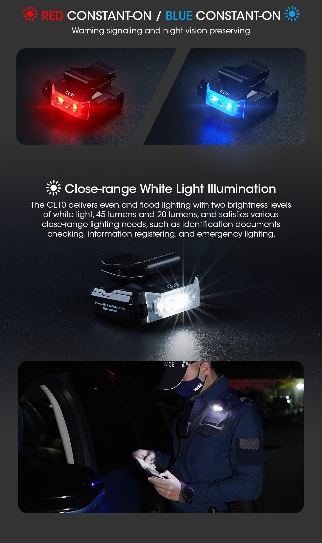 Nitecore CL10 Clip on Light, Black - Image 2