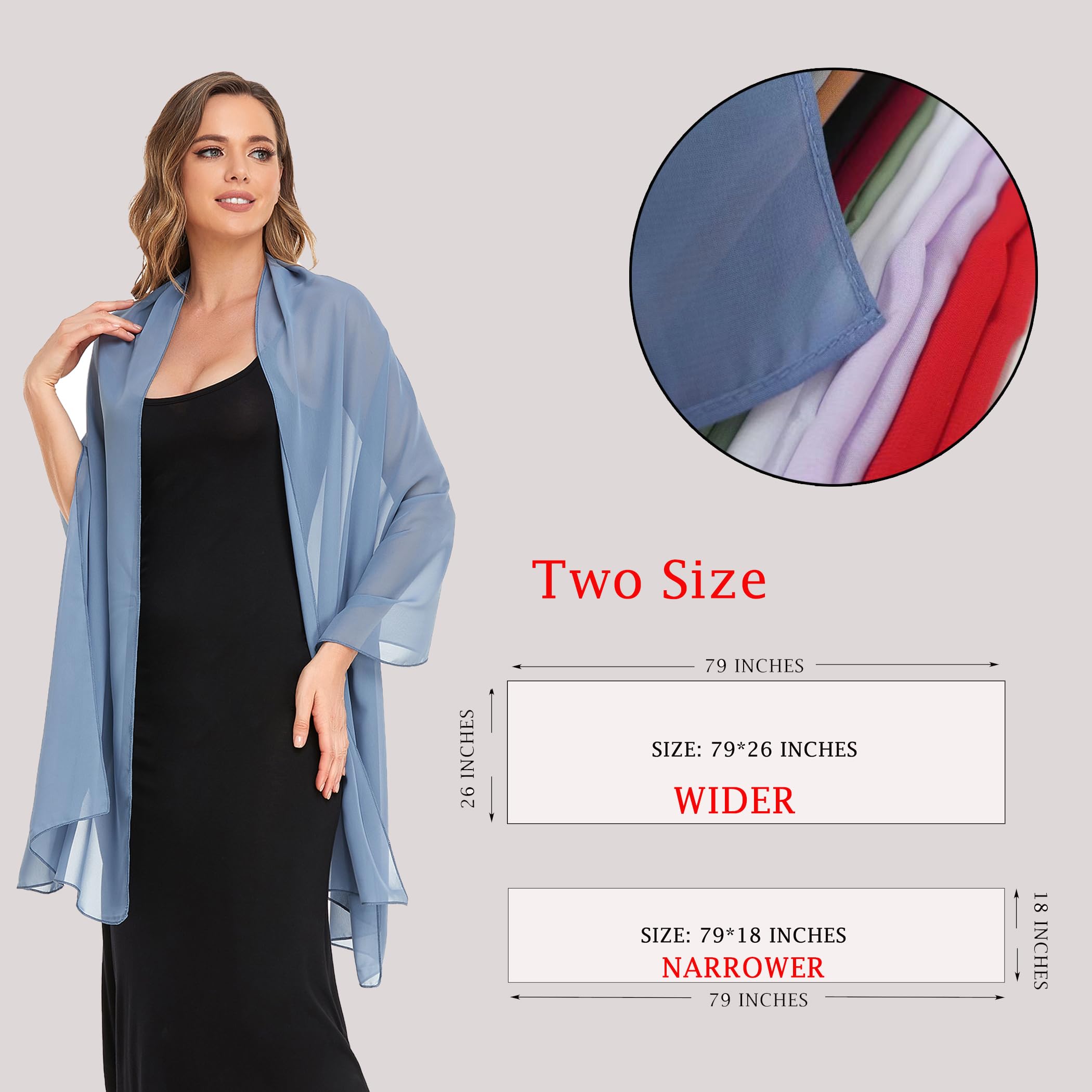 Soft Chiffon Scarves Shawls and Wraps for Women Silky Pashmina Scarf for Wedding Bridal