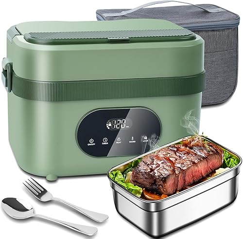 MDHAND Lonchera térmica – Fiambrera eléctrica inalámbrica para adultos, 18000 mAh alimentada por batería, calentador de alimentos autocalentable