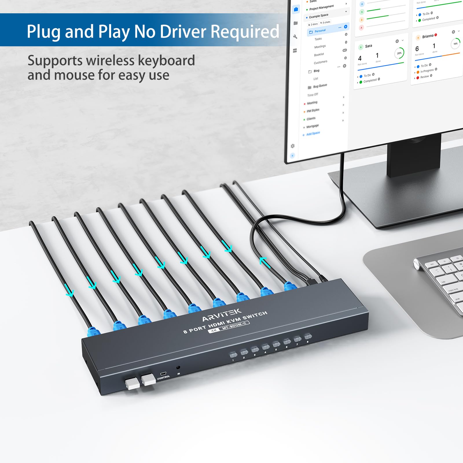 Remote Desktop Kvm Snapklik.com : 8 Port HDMI KVM Switch,1U Rack Mount KVM, 4K30Hz ...