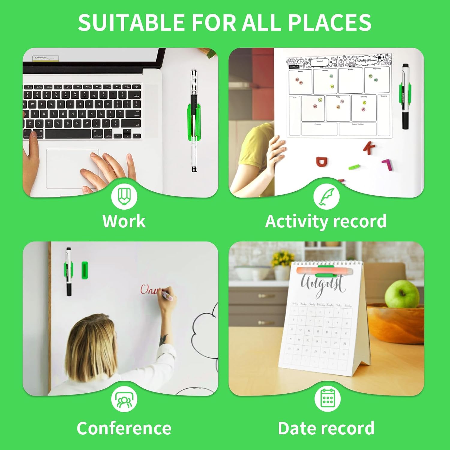 12 Pack Silicone Pen Holder/Pencil for Desk with 12 Extra Adhesive Stickers image 2