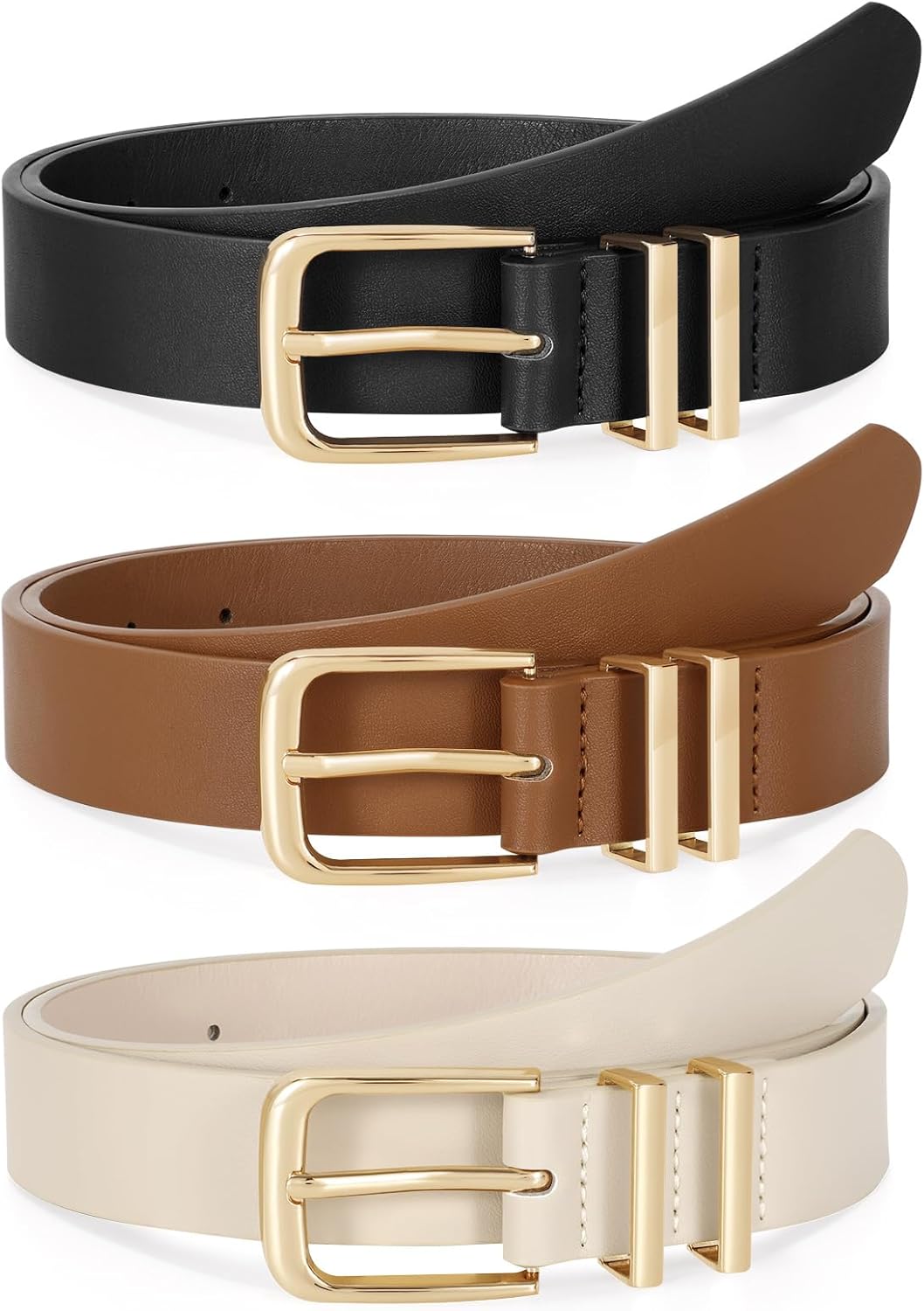 TRIWORKS 3 Pack Women Belts For Jeans Pants Dresses Ladies Leather Waist Belts - Image 9