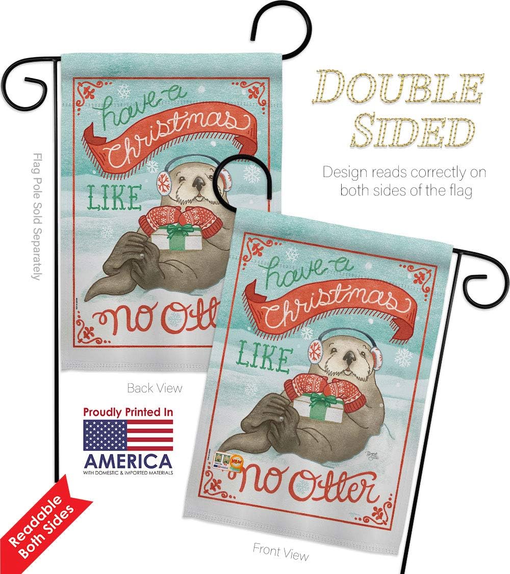 Breeze Decor G164155 Christmas Like No Otter Winter Christmas Impressions Decorative Vertical Garden Flag 13" x 18.5" Printed in USA Multi-Color