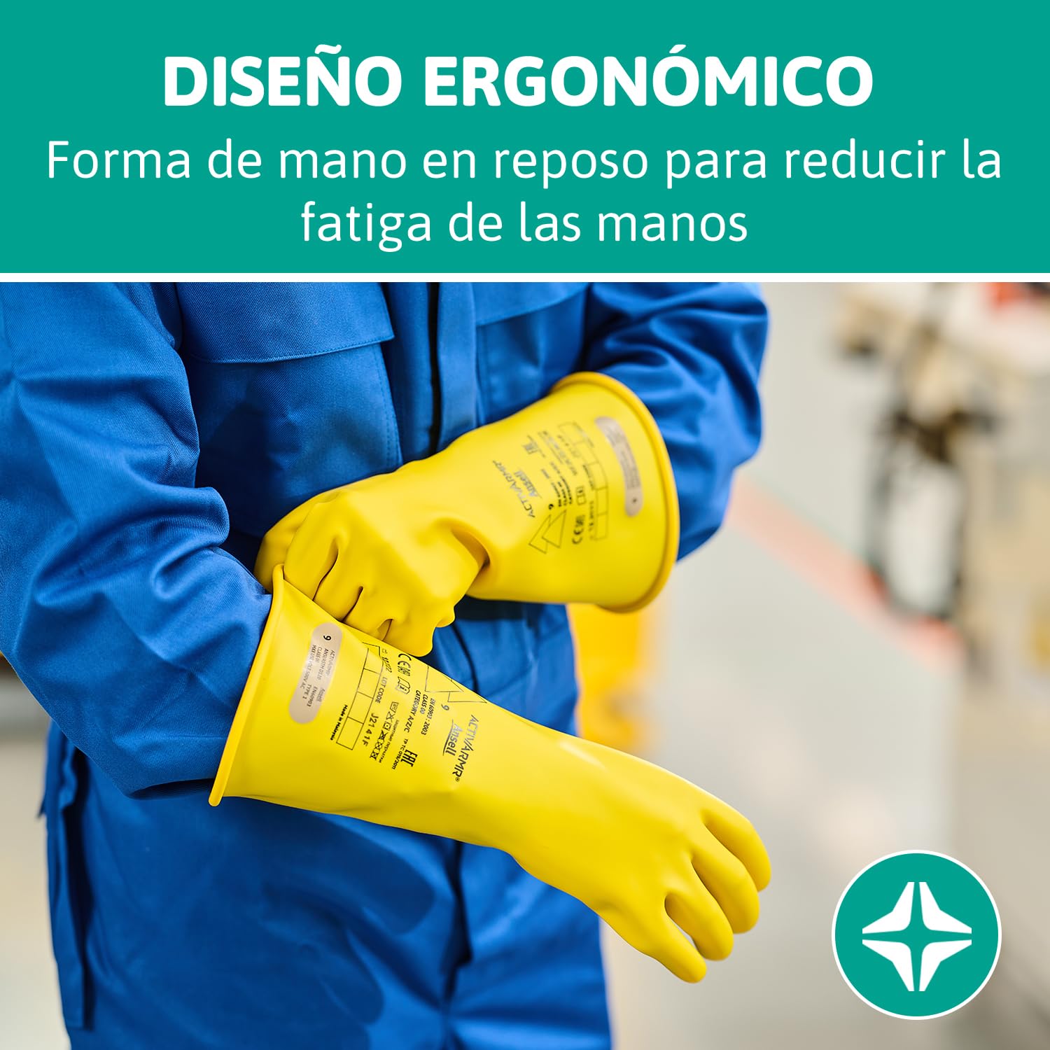 Ansell ActivArmr Guantes Aislantes Dieléctricos, Protección Eléctrica Class 0, Tensión 1000V, Trabajos con Electricidad, Látex de Caucho Natural, 36 cm, Amarillo, Talla XL, 1 Par
