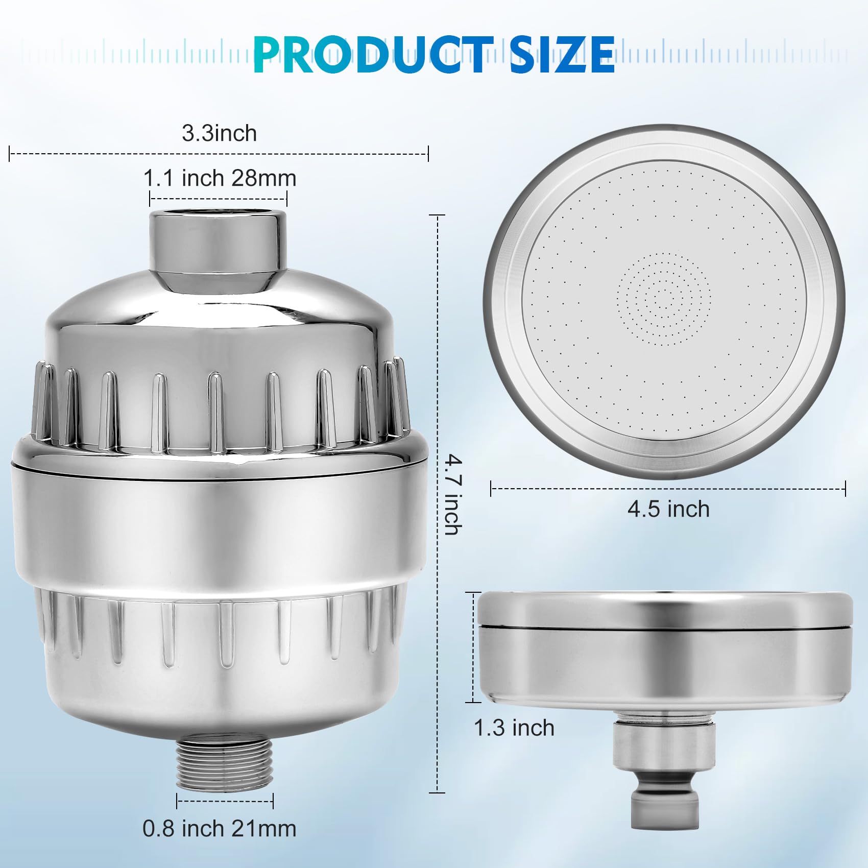 Juego de cabezal de ducha filtrado, 4 filtros de ducha reemplazables de 20 + 3 etapas para agua dura con vitamina C y E para una piel y cabello saludables, elimina el cloro, metales pesados y