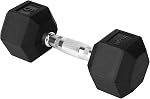 Yes4All Hex Dumbbell with Chrome/Rubber Grip Encased, Single Hand Weight for Strength Training, 5-50 LBS